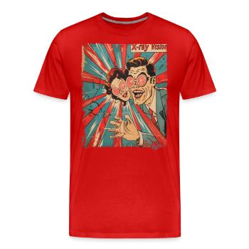 1950s Cartoon - Funny X-ray Vision Couple - Men's Premium Organic T-Shirt - red - Front - Damien (186cm)