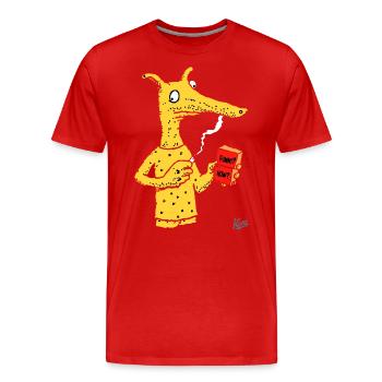 Créature fourmilier avec une brique - T-shirt bio Premium Homme - rouge - Devant - Damien (186cm)