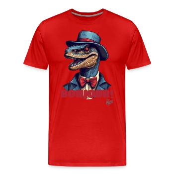 Hello and Bonjour, refined Raptor gentleman - Men's Premium Organic T-Shirt - red - Front - Damien (186cm)
