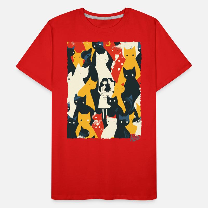 Abstrakte Kunst der Dame mit Katzen Männer Premium Bio T-Shirt