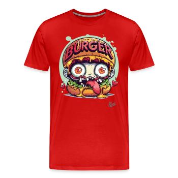 Zombie Burger: Für Untote mit Appetit - Männer Premium Bio T-Shirt - Rot - Vorne - Damien (186cm)
