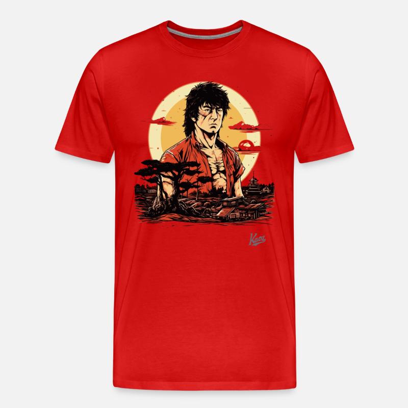Japanischer Action-Held: Kampfkunst-Meister - Männer Premium Bio T-Shirt - Rot