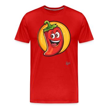Bonjour! Pepperoni épicé drôle - T-shirt bio Premium Homme - rouge - Devant - Damien (186cm)