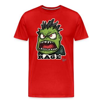 Wütender grüner Oger Zorn - Männer Premium Bio T-Shirt - Rot - Vorne - Damien (186cm)