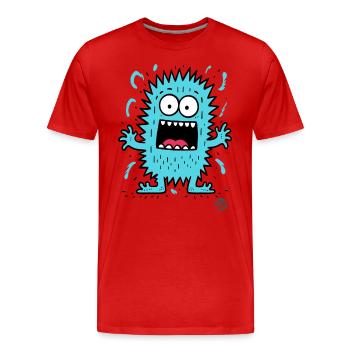 Funny, cute little blue monster - Men's Premium Organic T-Shirt - red - Front - Damien (186cm)