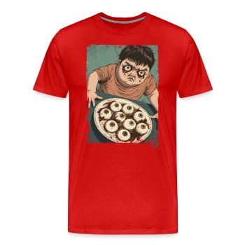 Enfant en colère avec soupe aux yeux, un clown de soupe - T-shirt bio Premium Homme - rouge - Devant - Damien (186cm)