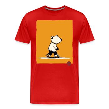 Petit ours polaire sur des patins - T-shirt bio Premium Homme - rouge - Devant - Damien (186cm)