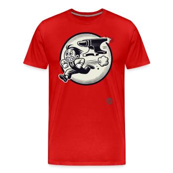 Retro Cartoon: Wegrennen vor Problemen und Amboss - Männer Premium Bio T-Shirt - Rot - Vorne - Damien (186cm)