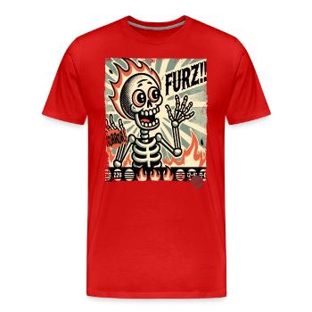 Heißer deutscher Furz Schreck Skelett - Männer Premium Bio T-Shirt - Rot - Vorne - Damien (186cm)