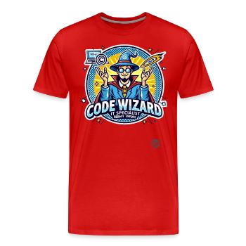 Code Wizard Restart Specialist Expert en informatique - T-shirt bio Premium Homme - rouge - Devant - Damien (186cm)