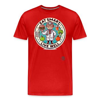 Eat Smart, Live Healthy: Brain Burger - Men's Premium Organic T-Shirt - red - Front - Damien (186cm)