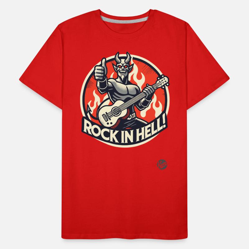 Devilish Guitar Player – Rock in Hell Men's Premium Organic T-Shirt
