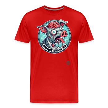 The Sick Brain Zombie Pig - Men's Premium Organic T-Shirt - red - Front - Damien (186cm)