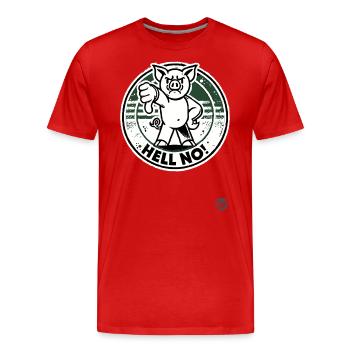 Pas question! Pouces vers le bas cochon - T-shirt bio Premium Homme - rouge - Devant - Damien (186cm)