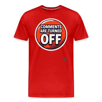 Commentaires fermés sur Bouton rouge - T-shirt bio Premium Homme - rouge - Devant - Damien (186cm)