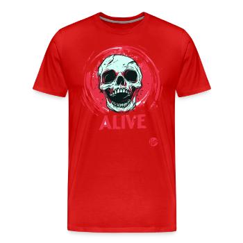 Lebendiger Totenkopf - Männer Premium Bio T-Shirt - Rot - Vorne - Damien (186cm)