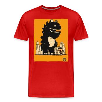 Le sympathique monstre Kaiju - T-shirt bio Premium Homme - rouge - Devant - Damien (186cm)