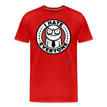 La mauvaise humeur : je déteste tout le monde - T-shirt bio Premium Homme - rouge - Devant - Damien (186cm)