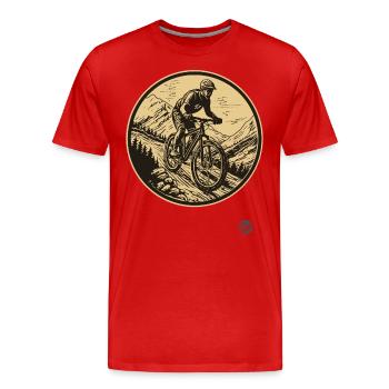 Mountain biking - Men's Premium Organic T-Shirt - red - Front - Damien (186cm)