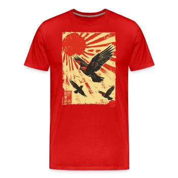 Propaganda-Vögel am Himmel - Männer Premium Bio T-Shirt - Rot - Vorne - Damien (186cm)