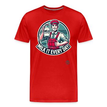 Milkman Thumbs Up – Lait quotidien - T-shirt bio Premium Homme - rouge - Devant - Damien (186cm)