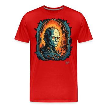 Donjon de la technologie cyborg - T-shirt bio Premium Homme - rouge - Devant - Damien (186cm)