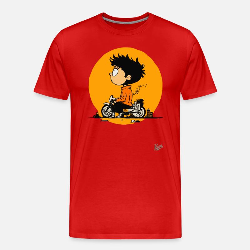 Junge mit Motorrad - Männer Premium Bio T-Shirt - Rot