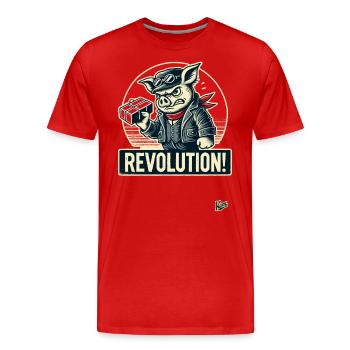 Rétro ouvrier cochon drôle révolution - T-shirt bio Premium Homme - rouge - Devant - Damien (186cm)
