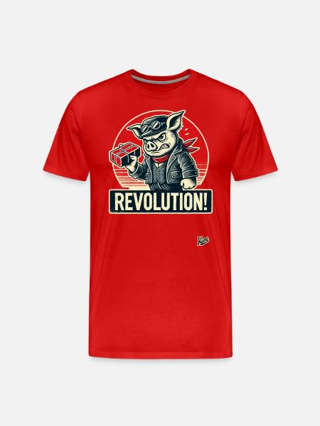 Rétro ouvrier cochon drôle révolution - T-shirt bio Premium Homme - rouge