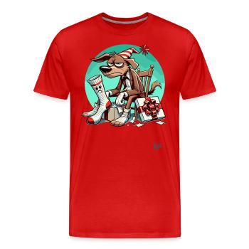 Bad Mood Dog with Socks Gift - Men's Premium Organic T-Shirt - red - Front - Damien (186cm)