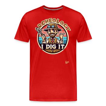Ich liebe es - Archäologie - Männer Premium Bio T-Shirt - Rot - Vorne - Damien (186cm)