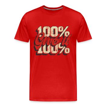 100% 100% devis - T-shirt bio Premium Homme - rouge - Devant - Damien (186cm)