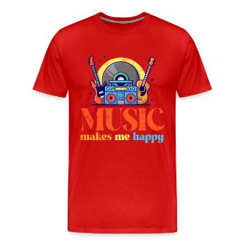 La musique me rend heureux - T-shirt bio Premium Homme - rouge - Devant - Damien (186cm)