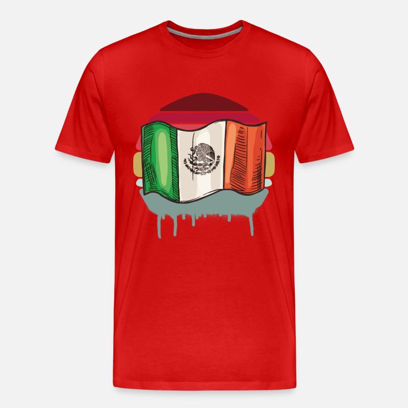 Mexico Retro Flagge - Männer Premium Bio T-Shirt - Rot