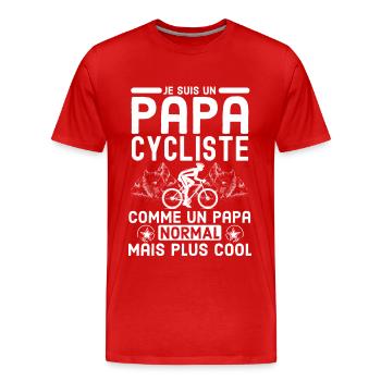 Papa cycliste 1 - T-shirt bio Premium Homme - rouge - Devant - Damien (186cm)