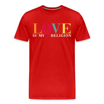 liberté colorée lgbt droits de l’homme coloré jésus - T-shirt bio Premium Homme - rouge - Devant - Damien (186cm)