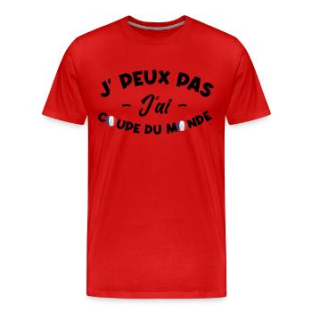 Je peux pas j'ai coupe du monde - T-shirt bio Premium Homme - rouge - Devant - Damien (186cm)