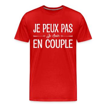 je peux pas je suis en couple. cadeau couple. - T-shirt bio Premium Homme - rouge - Devant - Damien (186cm)