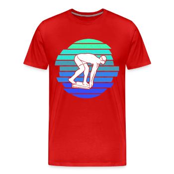 Schwimmen Schwimmer Herren Jungen Kinder Schwimm - Männer Premium Bio T-Shirt - Rot - Vorne - Damien (186cm)