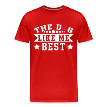 Le chien m'aime le mieux - T-shirt bio Premium Homme - rouge - Devant - Damien (186cm)