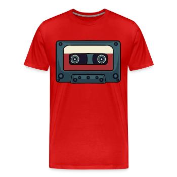 Retro Cassette Audio Tape - Men's Premium Organic T-Shirt - red - Front - Damien (186cm)