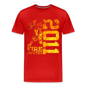 15E ANNIVERSAIRE DE LA BRIGADE DES POMPIERS 2011 - T-shirt bio Premium Homme - rouge - Devant - Damien (186cm)