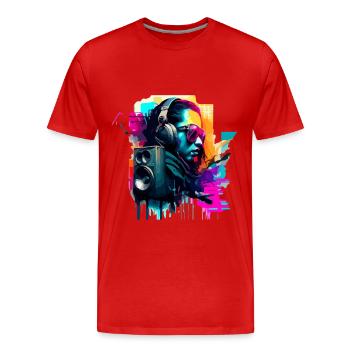 Le DJ - T-shirt bio Premium Homme - rouge - Devant - Damien (186cm)