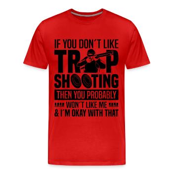Trapschießen | Schießsport Fallenschießen Geschenk - Männer Premium Bio T-Shirt - Rot - Vorne - Damien (186cm)