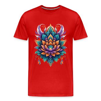 Lebensblume Lotus Spiritualität Design - Männer Premium Bio T-Shirt - Rot - Vorne - Damien (186cm)