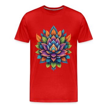 Fleur spirituelle Lotus Énergie Vitale Fleur de Vie - T-shirt bio Premium Homme - rouge - Devant - Damien (186cm)