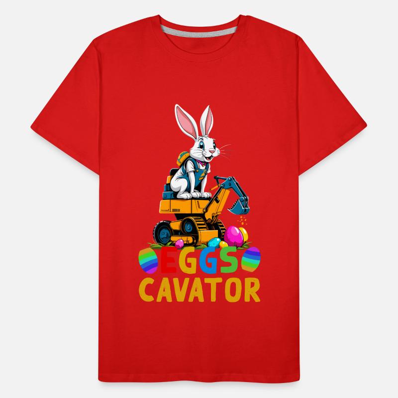 Funny Easter Saying Easter Bunny Excavator Driver Men's Premium Organic T-Shirt