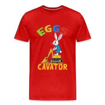 Lustiger Ostern Spruch Osterhase Baggerfahrer - Männer Premium Bio T-Shirt - Rot - Vorne - Damien (186cm)
