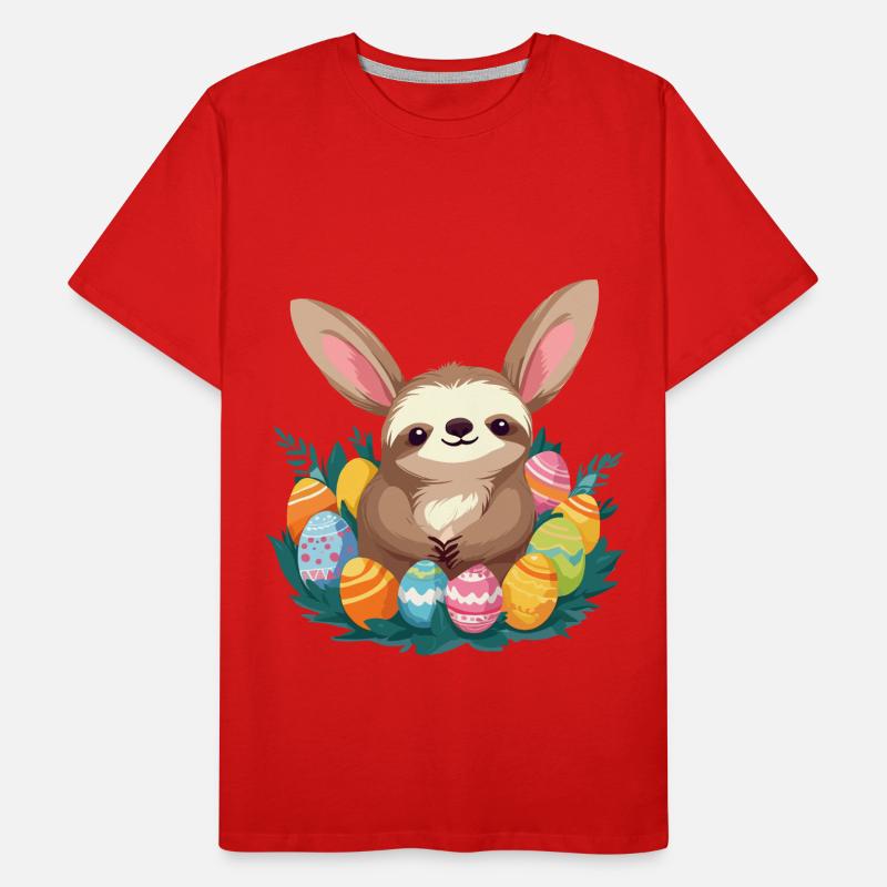 Funny Sloth Easter Bunny Iconic Easter Men's Premium Organic T-Shirt