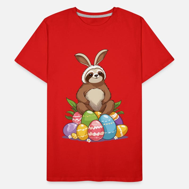 Funny Sloth Easter Bunny Iconic Easter Men's Premium Organic T-Shirt